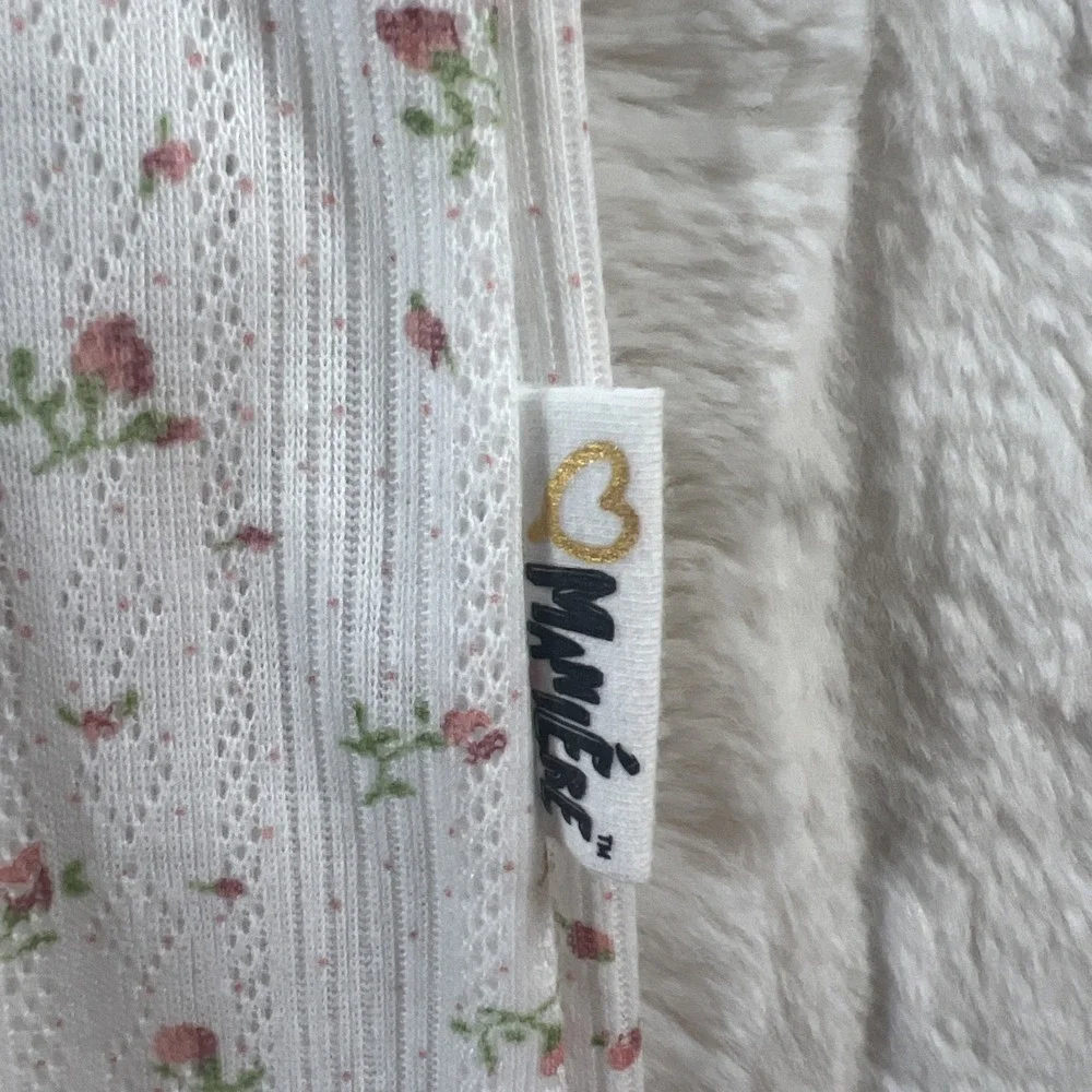 Maniere Knit Cotton Footed Sleeper Baby Girls' 18M White Floral Snap‎ Back